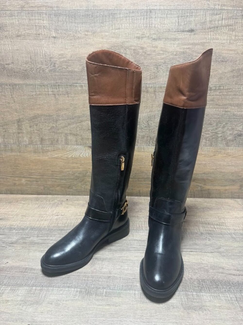 Vince Camuto Amanyir Black/Brown Knee High Boots Women's Size 6